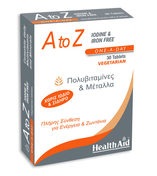 Health Aid A To Z Iodine & Iron Free Multivitamin for Immune System Boost 30 Tablets