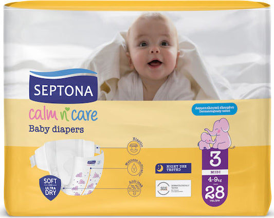 Septona Πάνες με Αυτοκόλλητο Calm N' Care No. 3 για 4-9kg 28τμχ