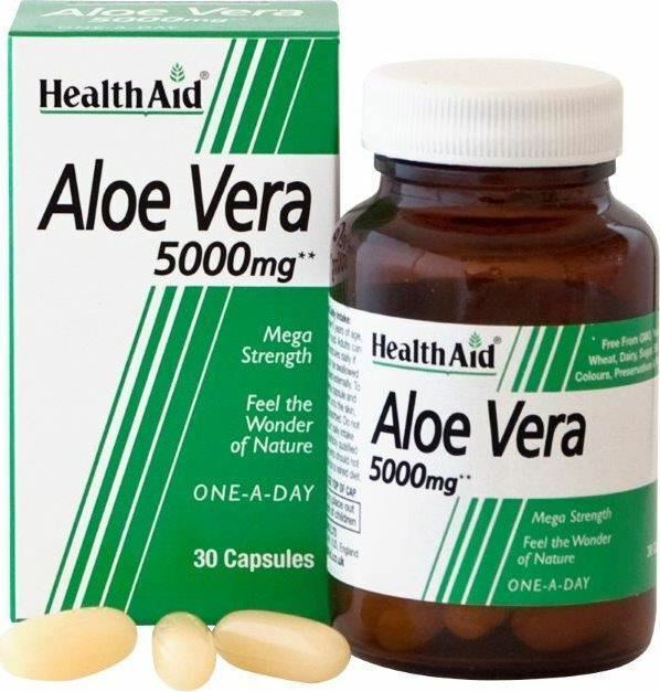 Health Aid – Aloe Vera 5000mg Συμπλήρωμα Διατροφής για το Γαστρεντερικό Σύστημα & το Δέρμα 30caps