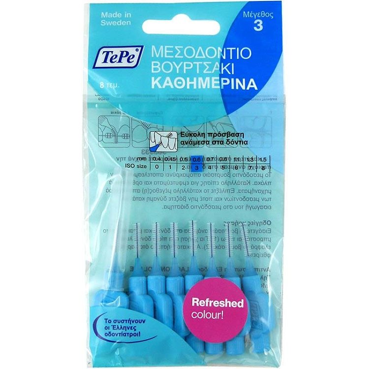 Tepe Μεσοδόντια Βουρτσάκια 0.6mm No3 Μπλε 8τμχ