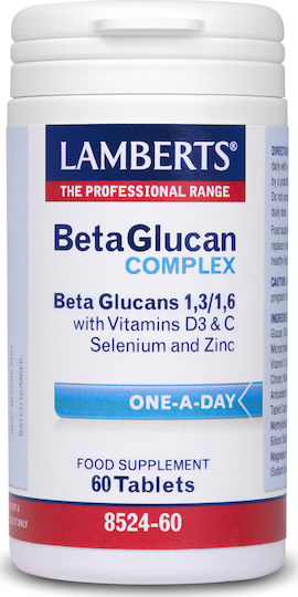 LAMBERTS Beta Glucan Complex Συμπλήρωμα B - Γλυκάνων Για την Ενίσχυση της Άμυνας του Οργανισμού, 60tabs
