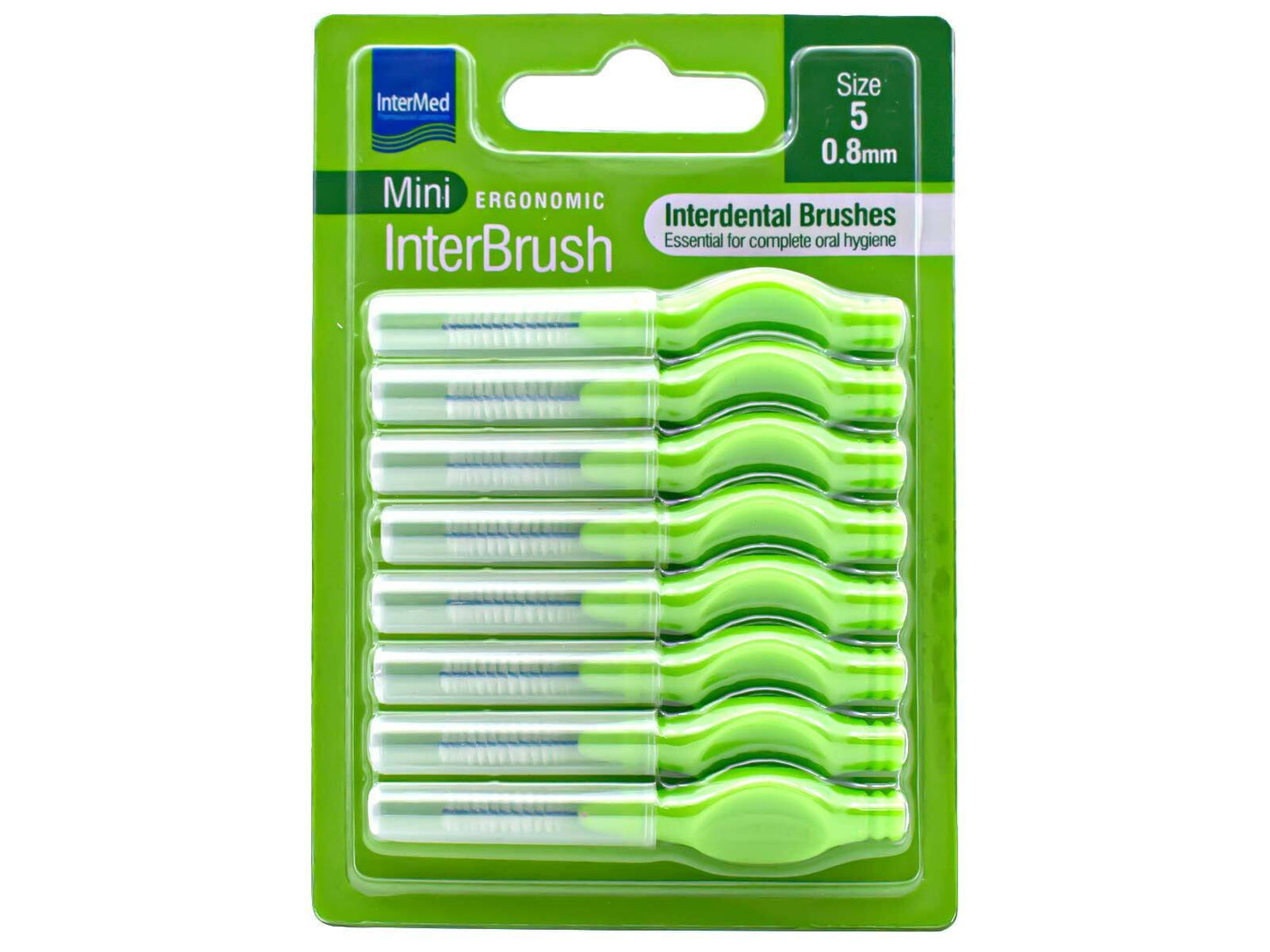 Intermed Mini Ergonomic Μεσοδόντια Βουρτσάκια με Λαβή 0.8mm Πράσινα 8τμχ