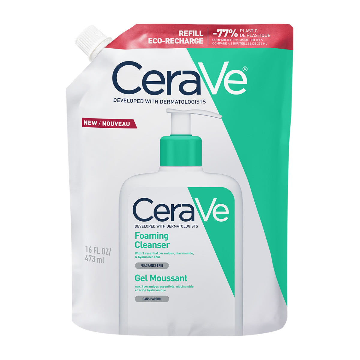 CeraVe Foaming Cleanser Refill Αφρίζον Gel Καθαρισμού για Λιπαρή Επιδερμίδα 473ml