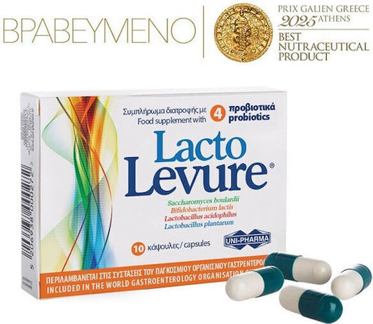 UNI-PHARMA Lacto Levure Συμπλήρωμα με Προβιοτικά 10 κάψουλες