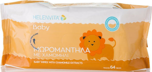 Helenvita Baby with Chamomile Μωρομάντηλα χωρίς Οινόπνευμα & Parabens 64τμχ