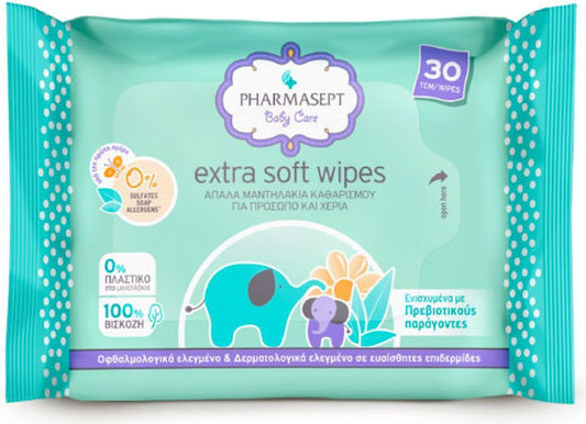 Pharmasept Extra Soft Μωρομάντηλα χωρίς Οινόπνευμα & Parabens 30τμχ