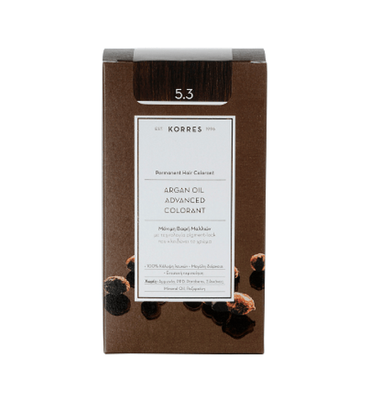 Korres Argan Oil Advanced Colorant 5.3 Βαφή Μαλλιών Καστανό Ανοιχτό Χρυσό/Μελί 50ml